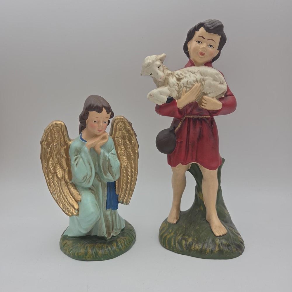 Vintage Replacement Nativity Hand Painted Made in Japan Set Of 2 Christmas 1950s